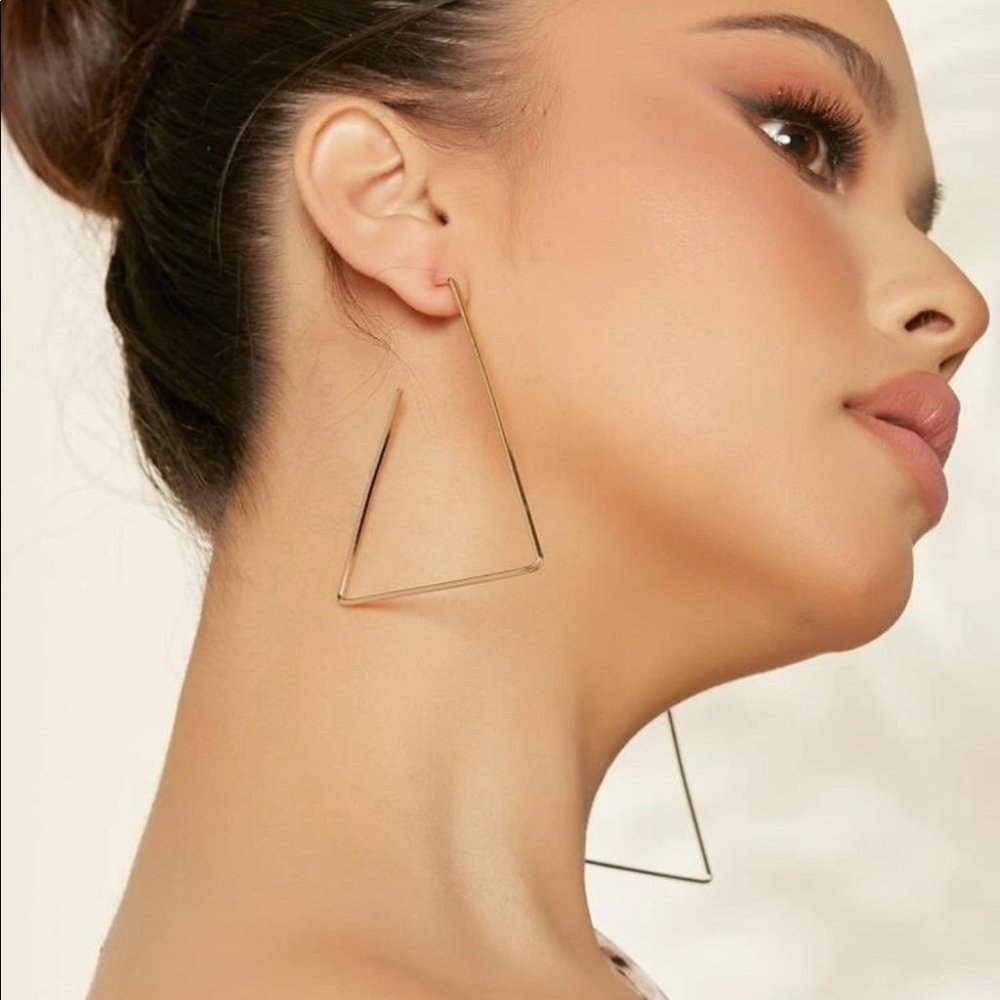 Geometric Open Gold Tone Earrings